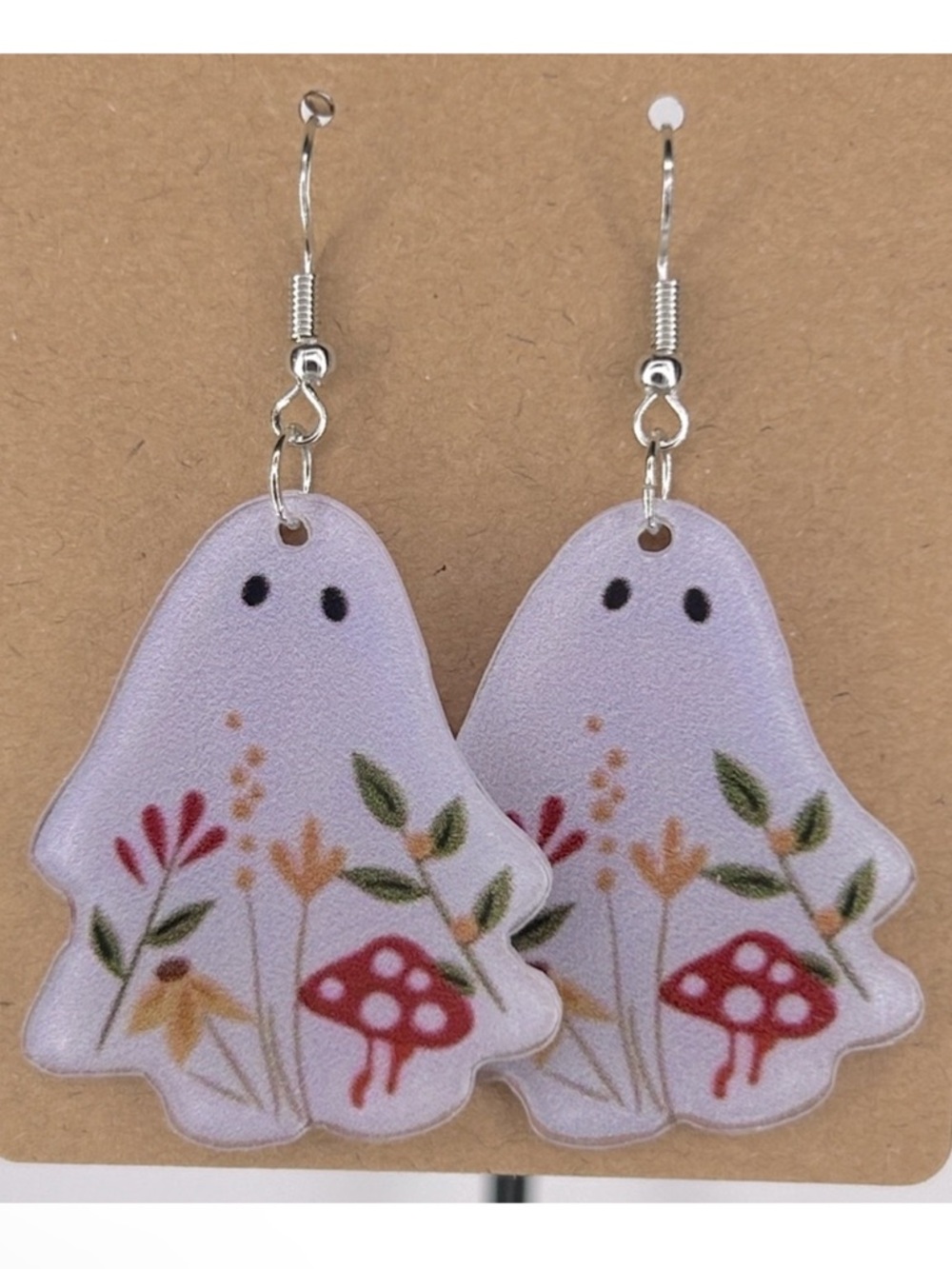 Halloween Acrylic Ghost Drop Earrings with Mushroom Design Fashion Jewelry